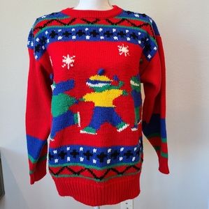 Vintage Skating Children Sweater Size M Clovelly